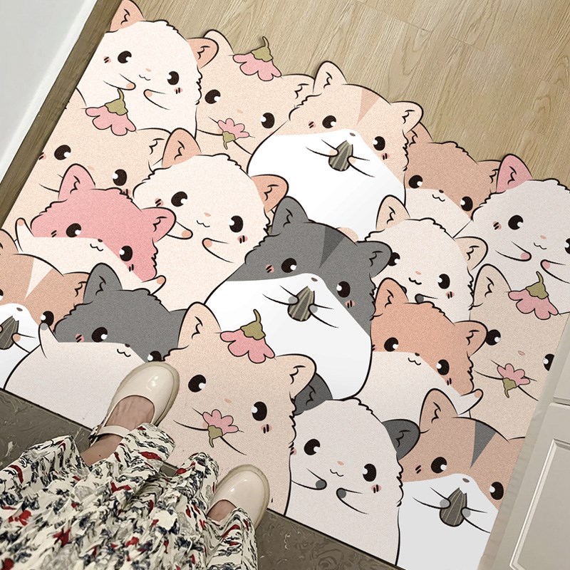 一拾一 可爱仓鼠pvc进门地垫免洗可擦入户门垫玄关脚垫防水防油