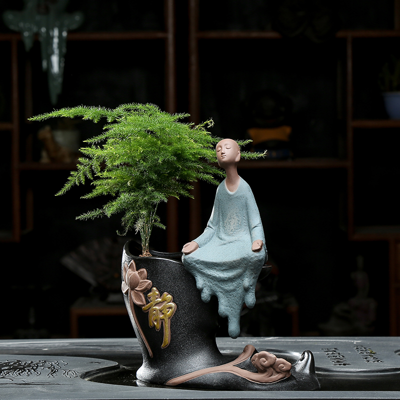 创意无孔水培养花植物绿萝花瓶陶瓷笔筒容器皿新中式禅意摆件花盆