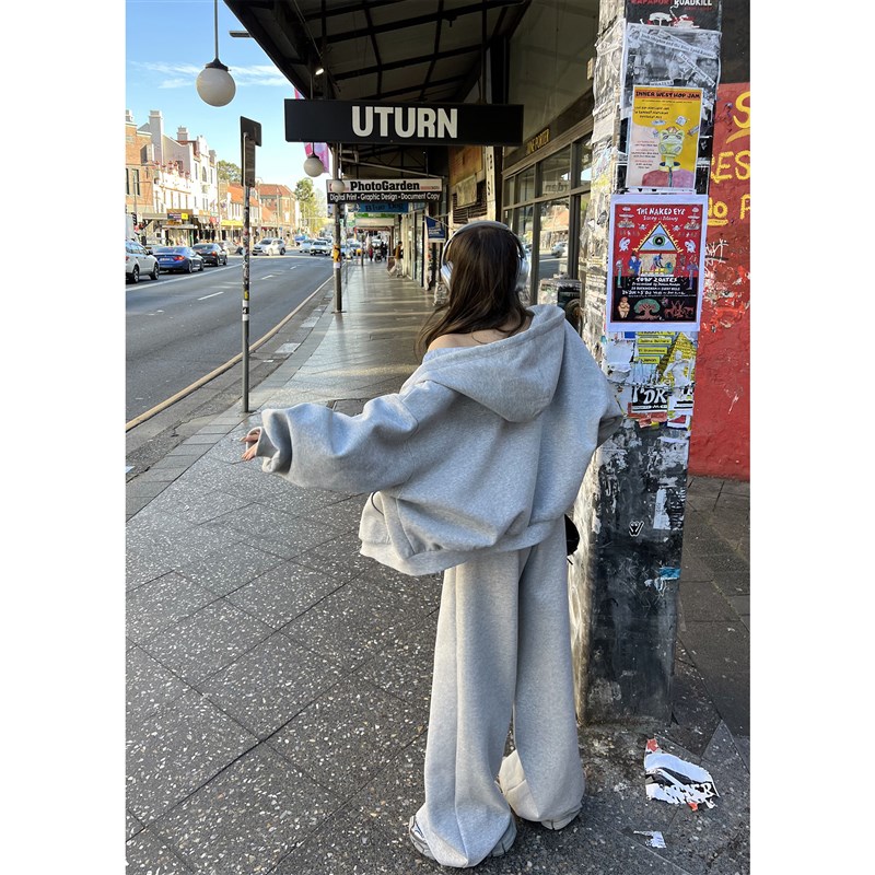 Xinlei Lin 一键出门三件套高克重空气层卫衣外套长裤半裙