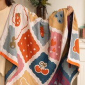 可爱纱布浴巾卡通纯棉女洗澡毛巾全棉吸水家用柔软加大裹巾薄款