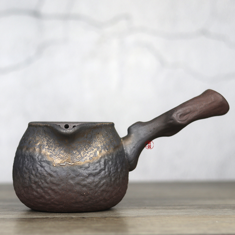 干烧侧把公道杯粗陶分茶器大容量陶瓷茶海可明火加热烧水壶煮茶壶