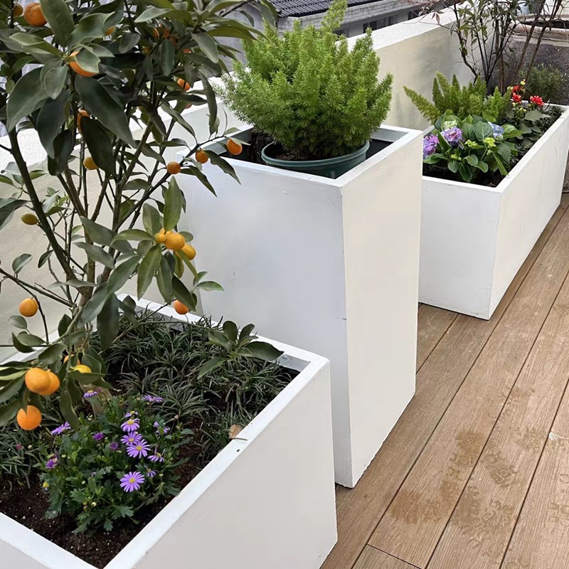高方形镁泥水泥花盆阳台庭院种植箱北欧风简约室外大号花箱落地盆