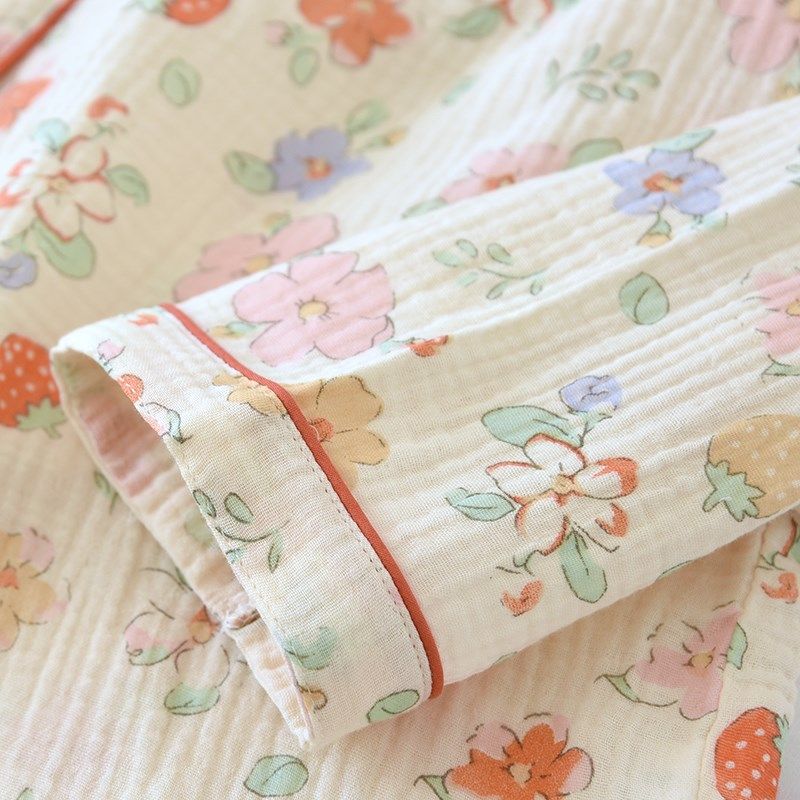 纯棉纱布睡衣女春秋款2024新款薄夏季长袖套装开衫甜美大码家居服,女士内衣/男士内衣/家居服,睡衣/家居服套装,淘宝优惠券,粉丝福利购,淘宝优惠卷