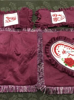 纯手工十字绣成品幸福一帆风顺一路平安汽车骨头枕抱枕靠枕包邮