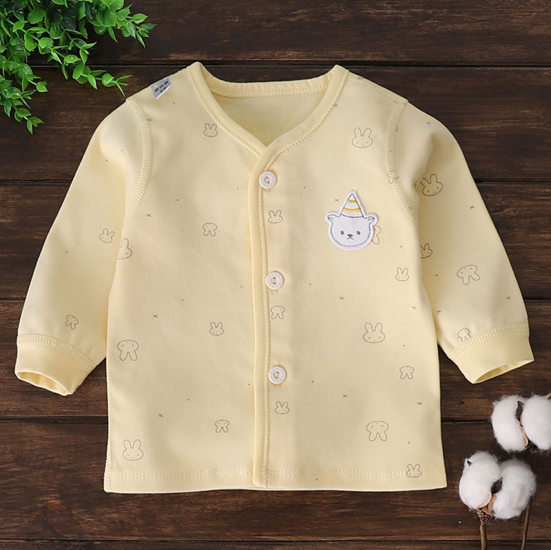 0-3个月婴儿纯棉无骨上衣6宝宝对襟打底线衣可贴身9单件内衣服12