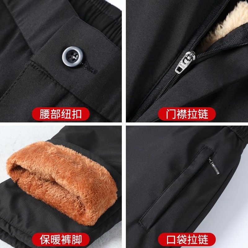 爸爸裤子秋冬款中老年男士加绒加厚休闲裤男老人松紧棉裤外穿冬装