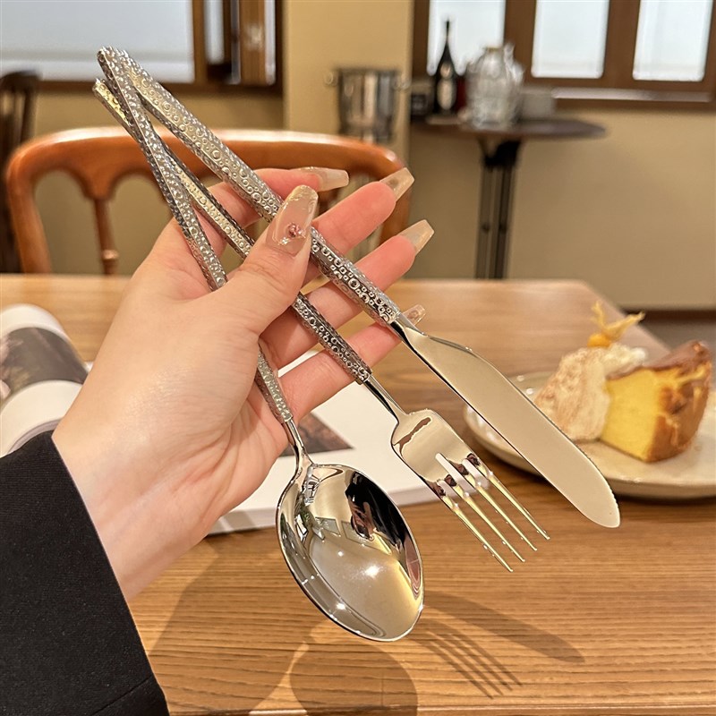 【老板娘家】餐桌上的仪式感 304不锈钢镜面法式牛排刀叉勺三件套
