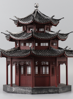 新中式古典色三层塔酒店售楼处样板房客厅电视柜玄关软装饰品摆件