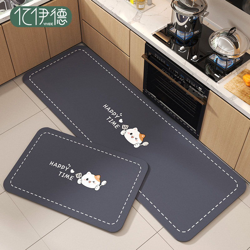 厨房地垫防滑防油矽藻泥吸水凉垫门口耐脏脚垫专用防水可擦免洗地