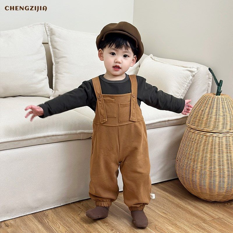 婴幼儿春秋季背带裤套装男宝宝卡通长袖T恤女童洋气连体裤打底衫,童装/婴儿装/亲子装,套装,淘宝优惠券,粉丝福利购,淘宝优惠卷