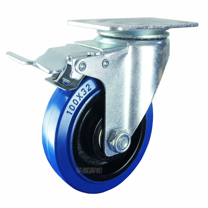 中型橡胶静音3寸4寸5寸万向轮平板手推车拖车通用轮子带刹车脚轮