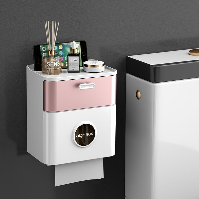 挂试免店打孔纸巾盒防水纸架卫生间酒巾厕爱格所手纸置物架卫壁生