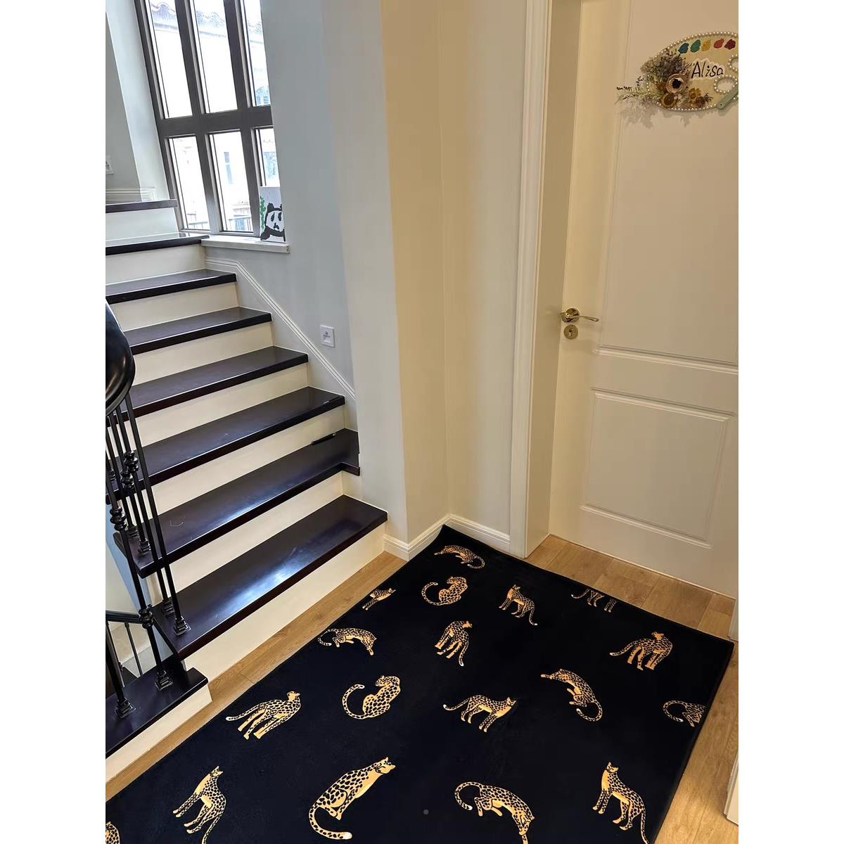 高级感茶法式黑室色金WCU钱豹地新毯款沙发几垫家用卧床边毯防水