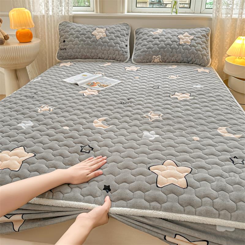 202新款牛奶绒夹棉床笠90240813nnx200床厚笠床垫保护套加保暖防