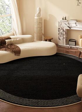 端发黑色圆形客厅地毯沙茶几高地垫卧室房防滑隔音间N雅青圆床边