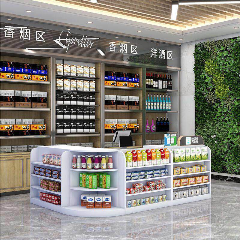超市便利店母婴店收银台现小型木质转角多功能简约组合吧垒德株