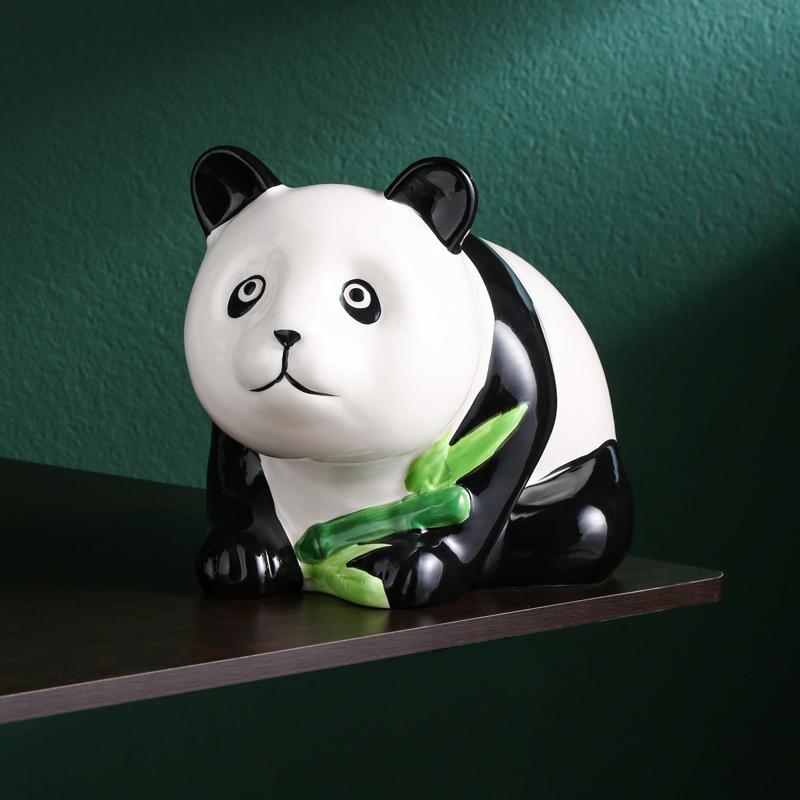新款陶瓷熊猫存钱罐电视柜摆件储钱罐儿童创意储蓄罐只进不出可取