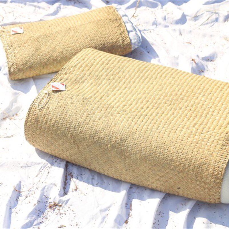 半老纯手工天然蒲草编枕套 儿童枕头套40x60U型乳胶枕片枕席定做