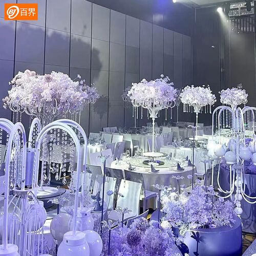百界新款婚庆道具宴会铁艺桌花花器架子婚礼堂路引现场布置装饰