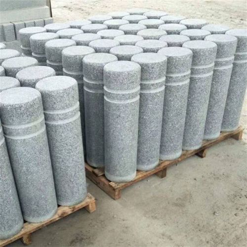 广场芝麻白花岗岩石材板大理石圆球防撞路障档车止石立柱石头柱墩