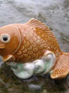 吸水石假山陶瓷配件流水摆件多水族造景盆景配件肉鲤鱼号山水睡大