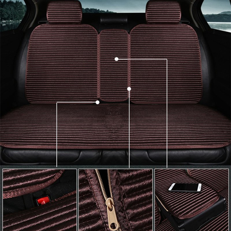 2020新款荞麦壳汽车坐垫养生免捆绑车垫子四季亚麻布半包座垫