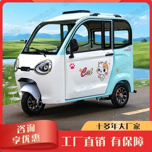 国标带棚电动三轮车全封闭家用小型老年人女士接送孩子代步电瓶车