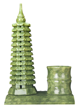 文昌塔摆件玉石玉器九9层十三层玉雕书桌办公室玉雕摆件