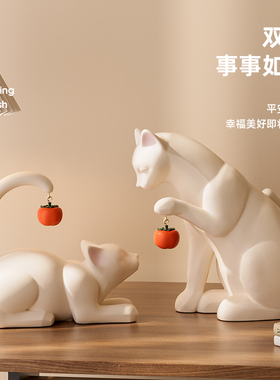 现代艺术感创意猫咪摆件高端大气软装样板房客厅玄关电视柜装饰品
