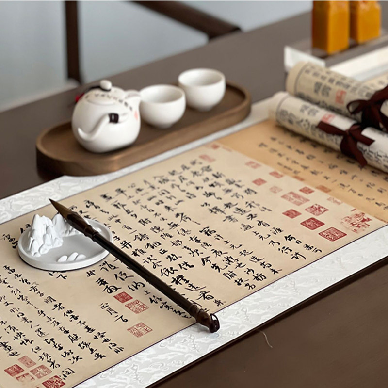 书法书画卷轴手卷名家碑拓古贴 中式样板房书房桌案陈列道具饰品