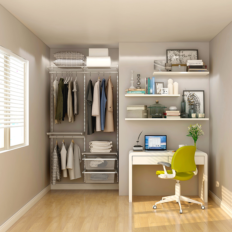 1.2m宽开放步入式衣帽间衣架现代简约整体定制小户型金属衣柜