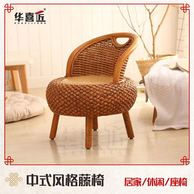 XS024实木框升级款架真藤编织椅水仙藤编织靠背玛瑙藤编织手工椅