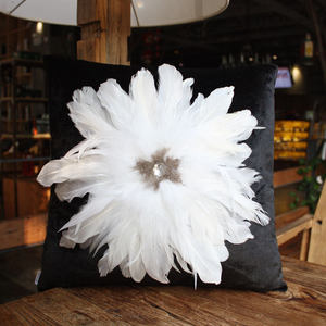 致尚堂 水钻大羽毛白色 欧式奢华抱枕沙发靠枕家居靠垫靠包含芯