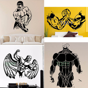 GYM男士 饰FITNESS 健身贴纸健美先生贴画器械锻炼墙贴肌肉线条装