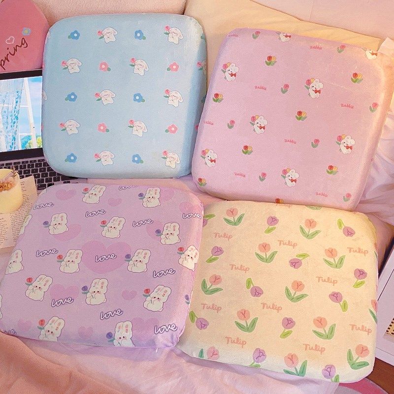 可爱碎花记忆棉冰丝坐垫夏季沙发座椅凉垫办公室屁垫学生儿童椅垫