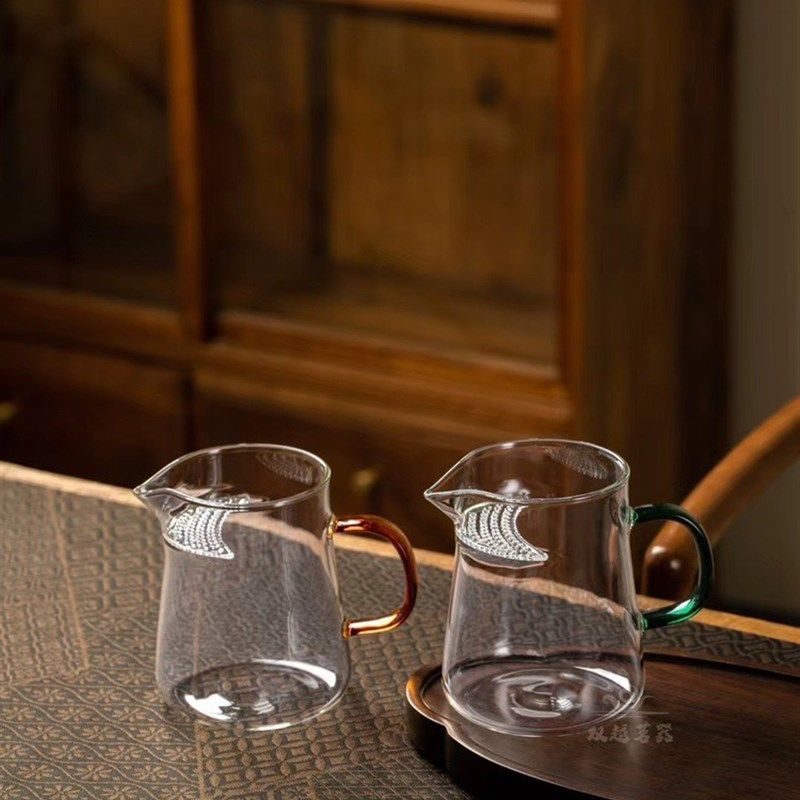 双越茗器玻璃月牙公杯公道杯分茶器花茶杯电陶炉煮茶杯400ml