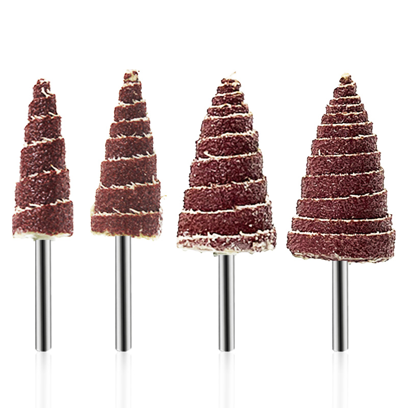 锥形砂纸磨头带柄木工抛光打磨头金属木雕根雕打磨抛光磨头页轮