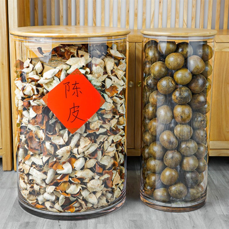 超大号PC密封展示罐直径35cm40cm大码茶叶罐15斤陈皮茶叶药材陈列