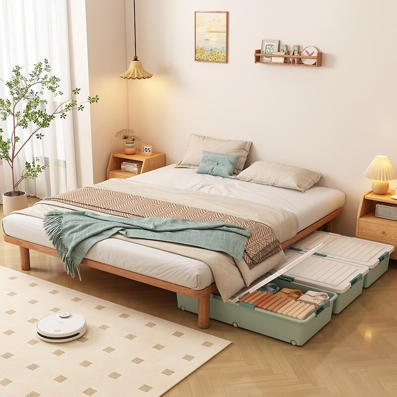 无床头实木床2025年新款床小户型1米2床加厚实木床家用1米8床