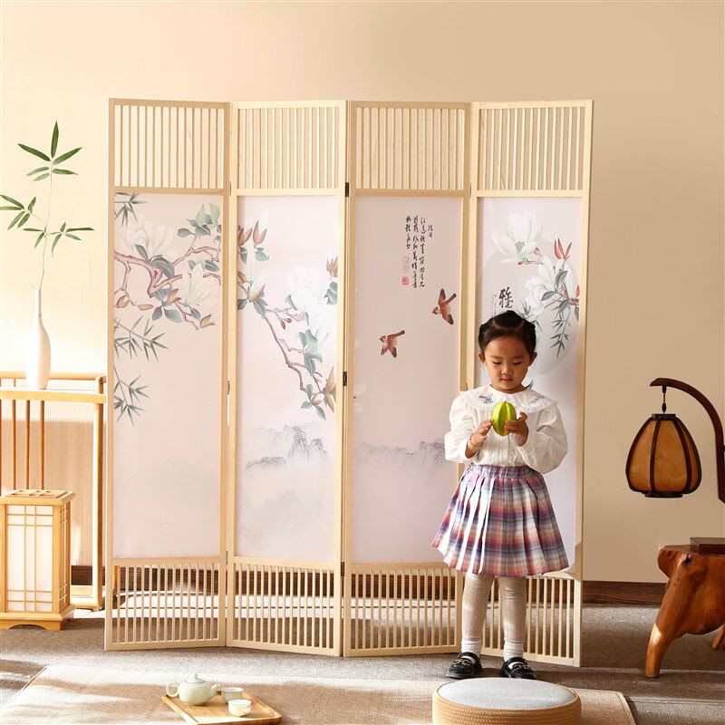 现代中式实木屏风隔断家用可移动折叠客厅卧室书房酒店宾馆办公室
