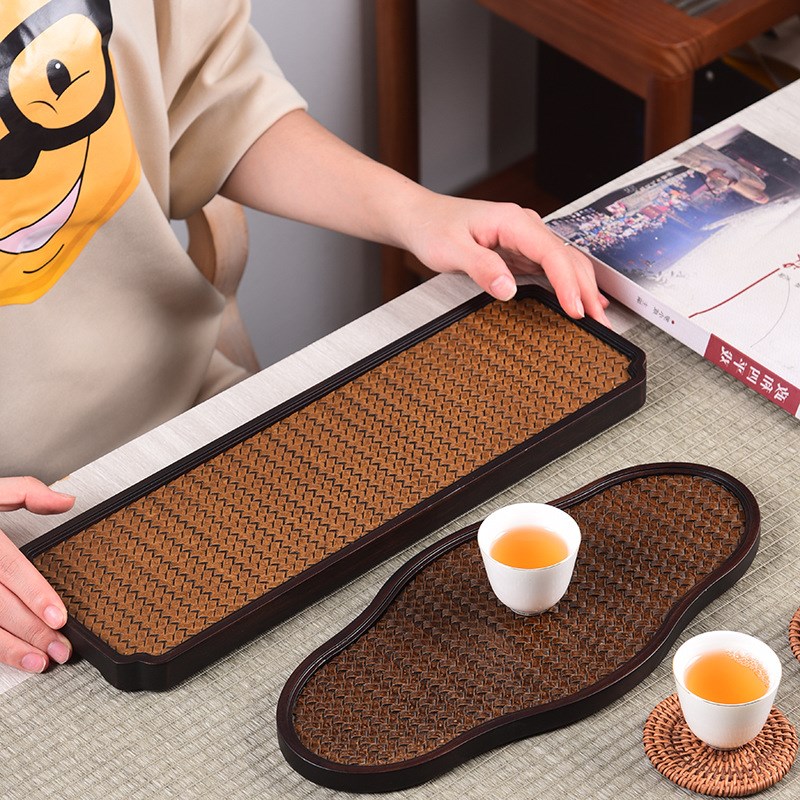 中式复古小茶盘宋席家用托盘壶承果盘方形盘子功夫茶具小型干泡台
