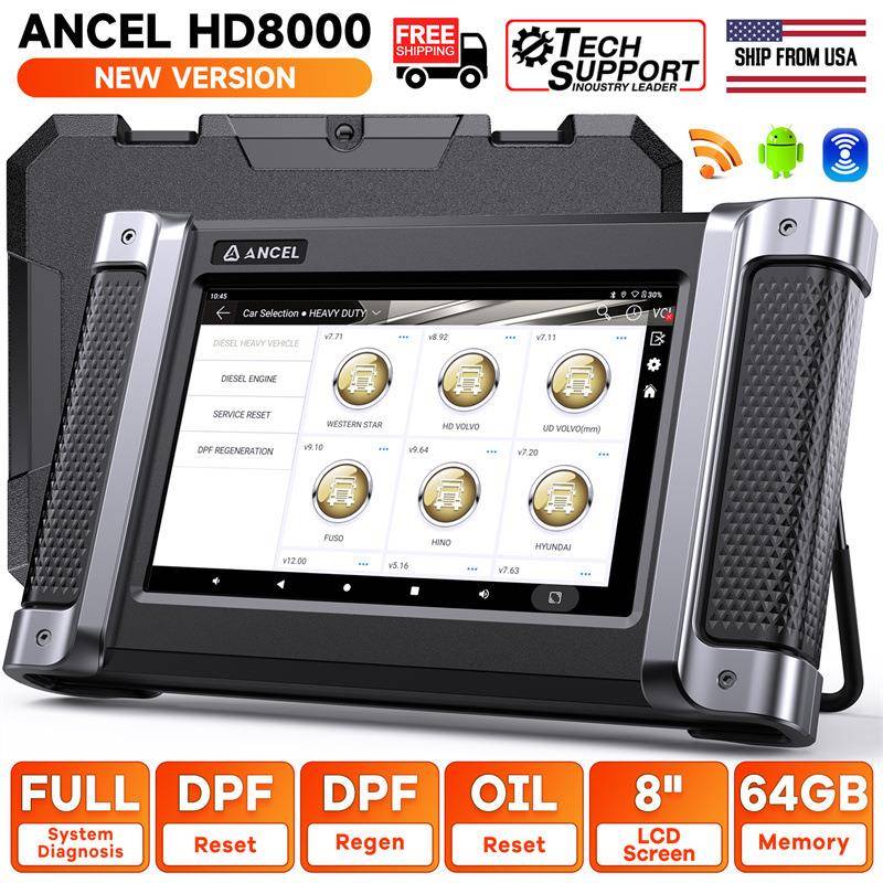 ANCEL HD8000 柴油重卡诊断仪 柴油机械检测设备 DPF再生保养归零