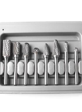 8件套6mm柄钨钢磨头套装 旋转锉电磨木雕配件钨钢打磨头 灰色盒装