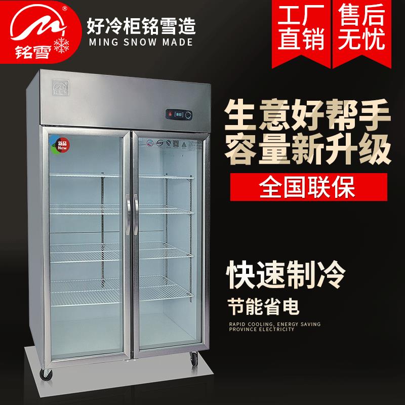 铭雪立式二门冰箱冷藏展示柜饭店橱柜啤酒柜饮料柜保鲜柜商用冰柜