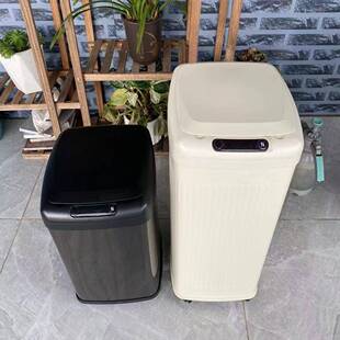 50l感应垃圾桶不锈钢 大号厨房客厅家用酒店大堂可移动带滑轮加厚