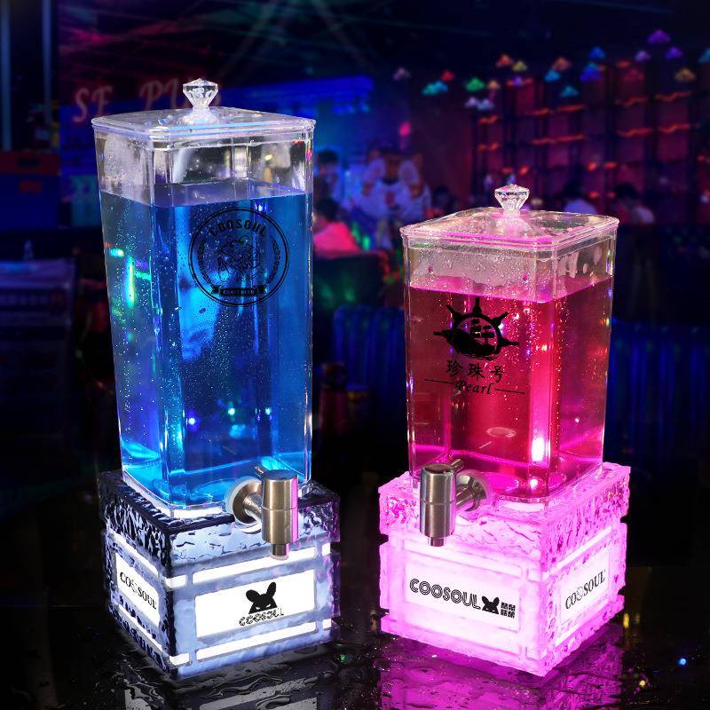 酒吧发光啤酒桶带龙头2L 3L果汁泡酒桶可乐桶容器扎啤桶网红酒炮
