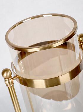 北欧铁艺玻璃花瓶摆件客C6301厅房装饰仿真金花插花样板轻家居属