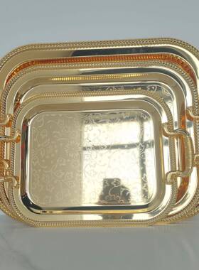 金属KTV创酒店毛巾盘盘水盘客厅意家托用欧式长SBPE001-方蛋糕盘