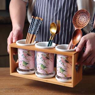 创意WWI轻奢陶瓷筷子筒置物沥架水筷笼家用餐具笼勺厨房刀子叉收