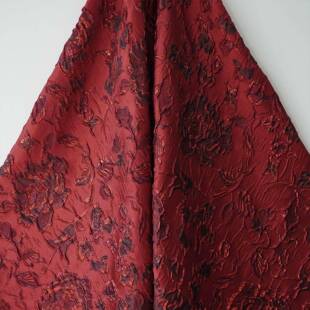 秋服冬丝浮雕玫WH-F6-45花礼服色织面料中式敬酒重工喜庆年服提花